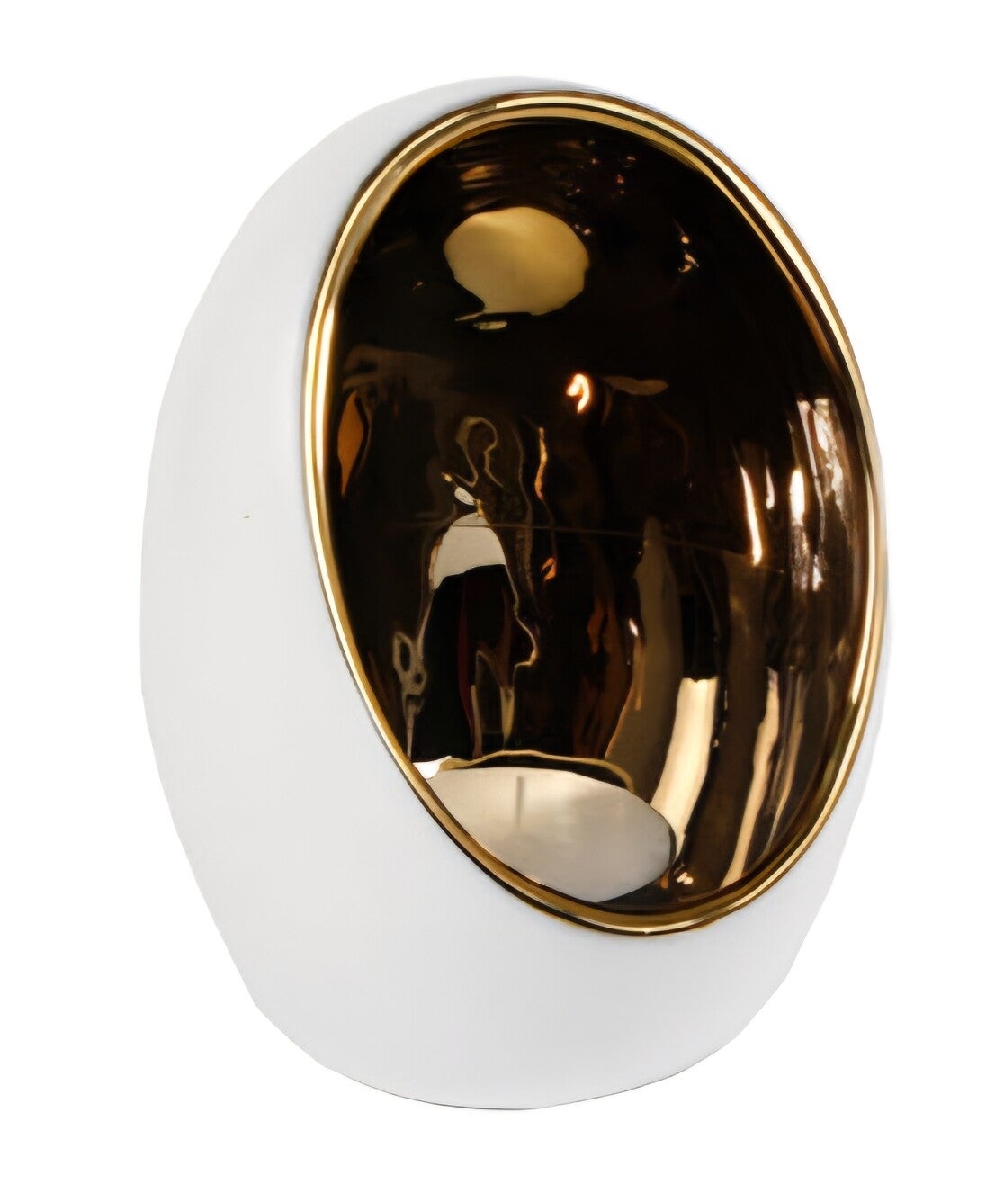 Theelichthouder 'Pim' L Goud/Wit