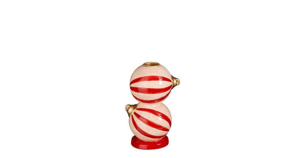 Kandelaar kerstballen roze 14.5 cm