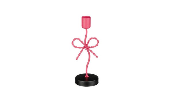 Kandelaar strik roze 18 cm