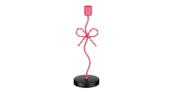 Kandelaar strik roze 25 cm