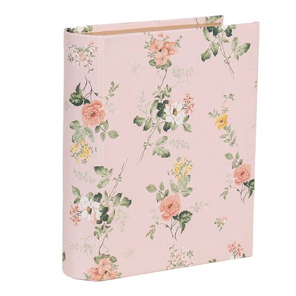 Opbergboek roze met bloemen 17x14x4