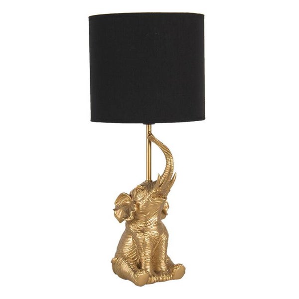 Gouden olifantenlamp met kap 20x46 cm