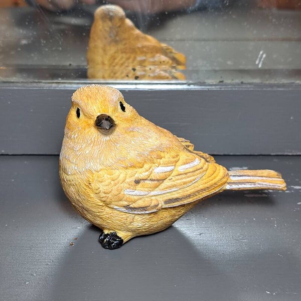 SALE Vogel lichtbruin/oranje H8cm B 12cm