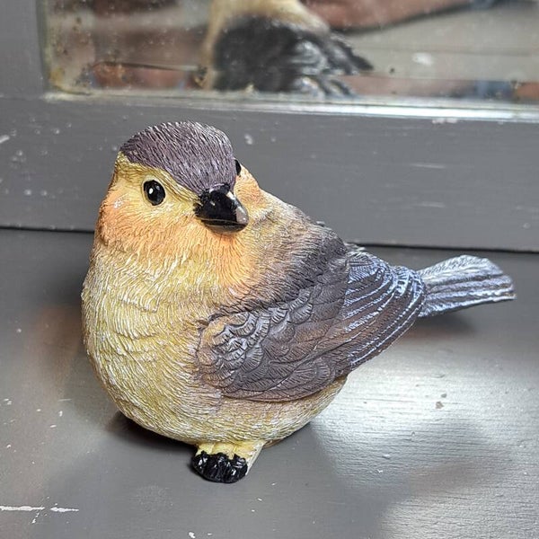 Vogel donkerbruin/oranje H8cm B 12cm