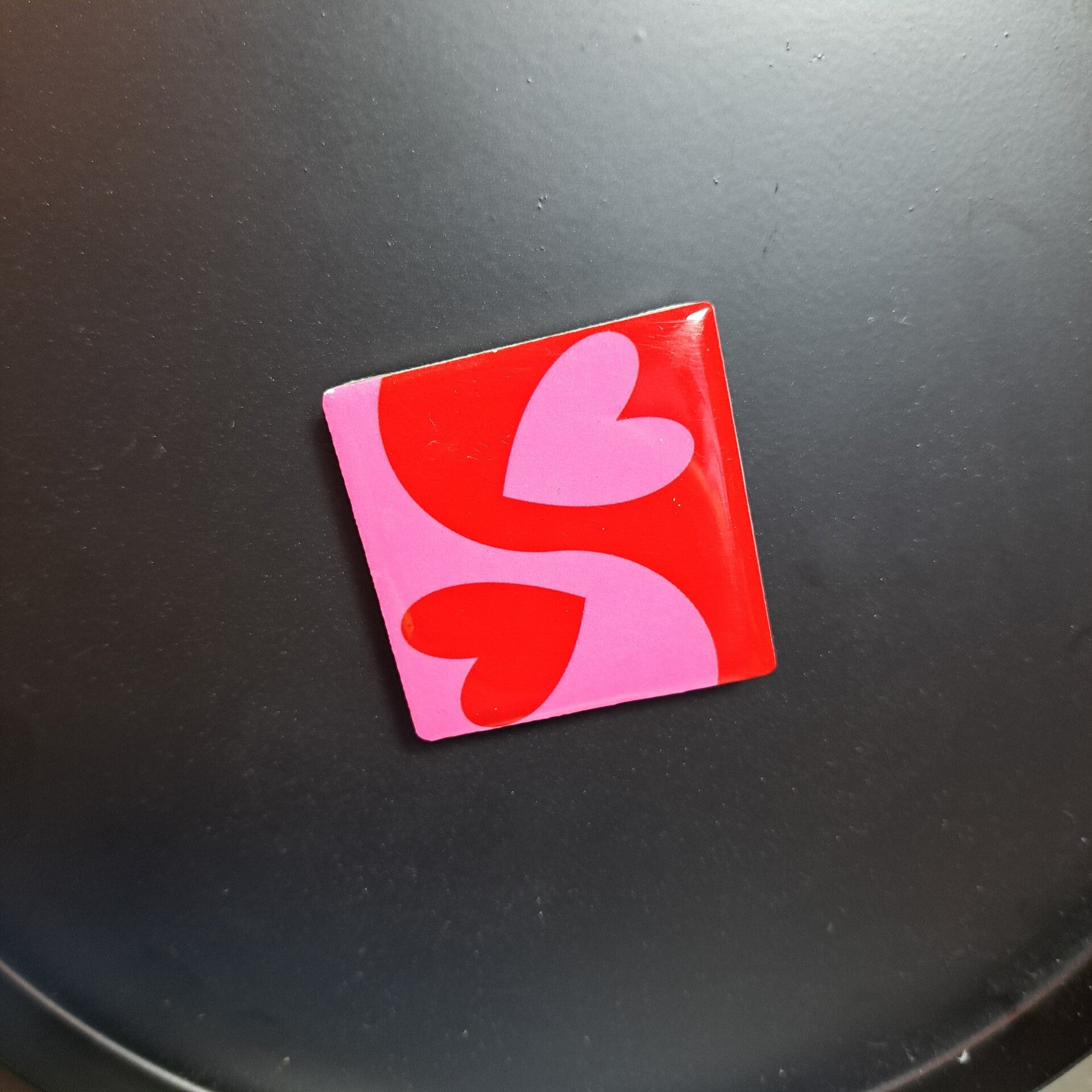 Magneet hart roze met rood 5x5cm