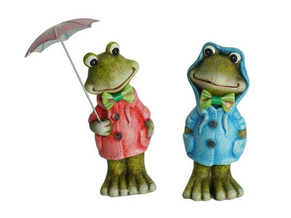 Set Kikker met keramische regenjas, 5x5x12cm