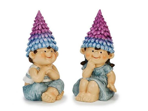 Set jongen meisje Pine Cone Gnome, 12x11x20cm