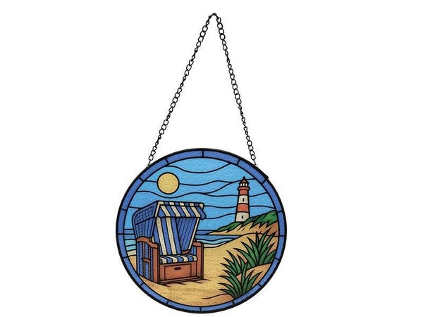 Glazen bord met strandstoel Ø20cm