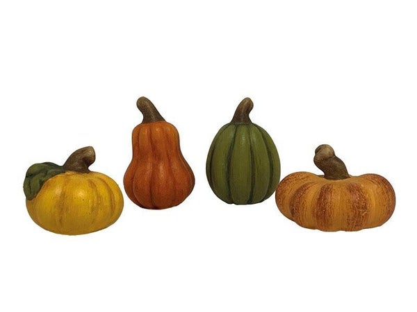 Set van 4 keramieken pompoen, 6x4x5cm