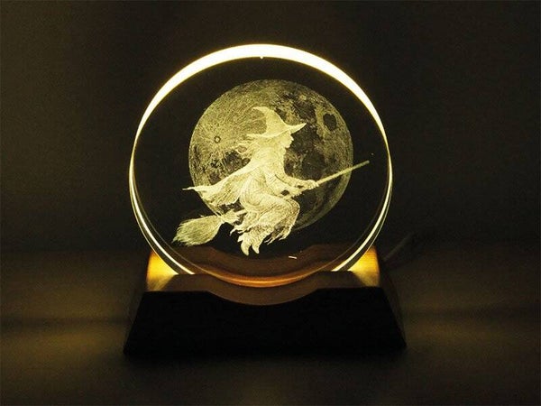 Tafellamp heks van glas 8,5x4x9cm, met LED