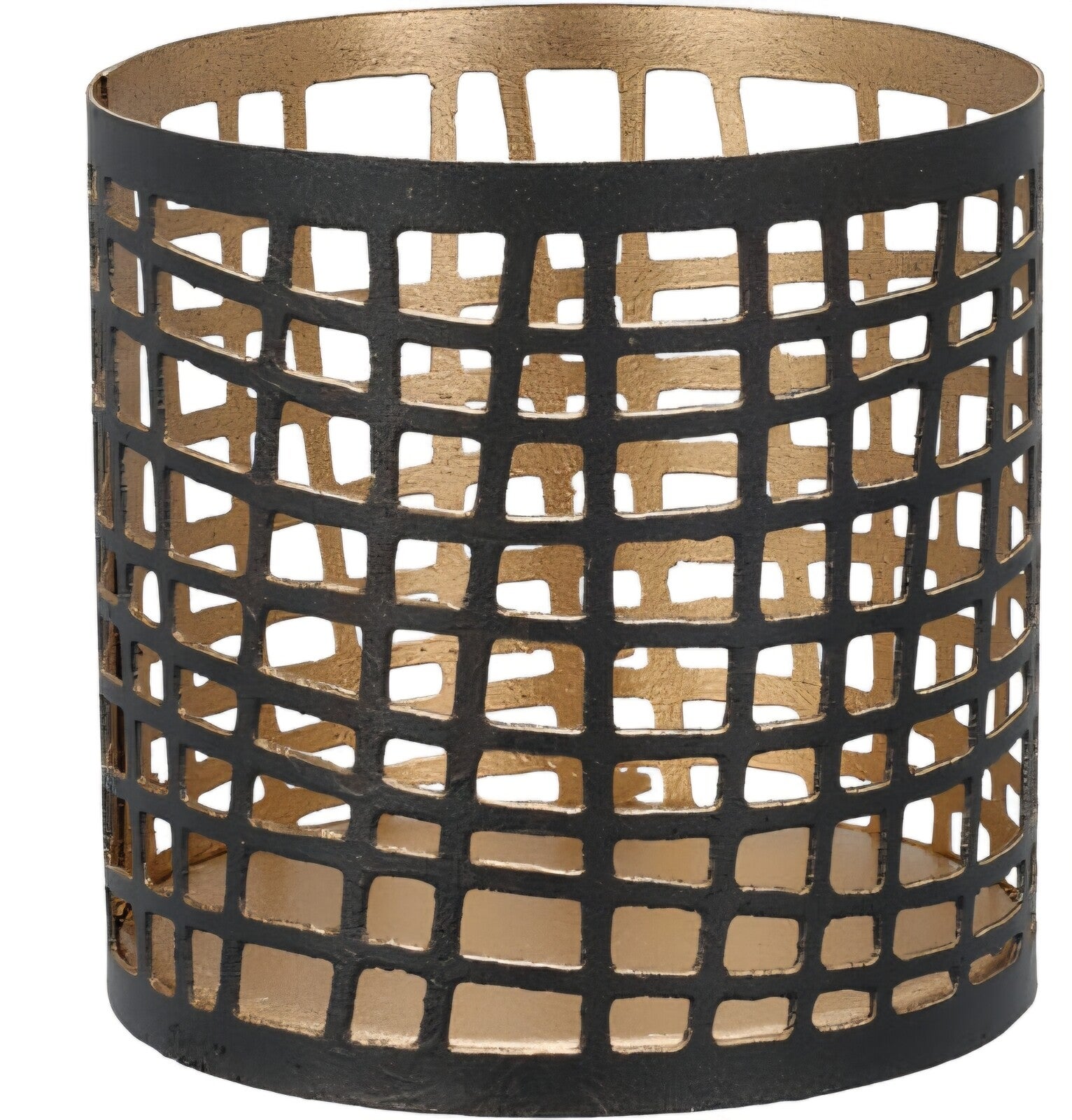 Theelichthouder metaal zwart/goud