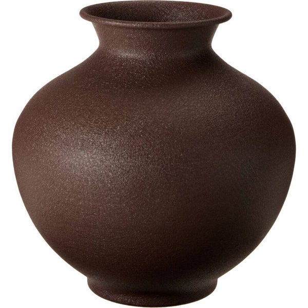 Vaas ''crock'' metaal donker bruin d22,5 h23cm
