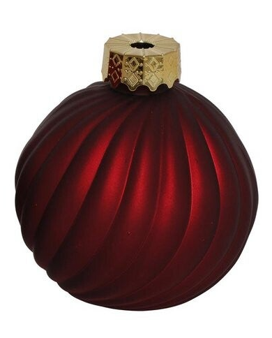 Kerstbal vaas Stripe rood glas Ø10cm mat