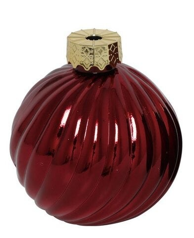 Kerstbal vaas Stripe rood glas Ø10cm glans