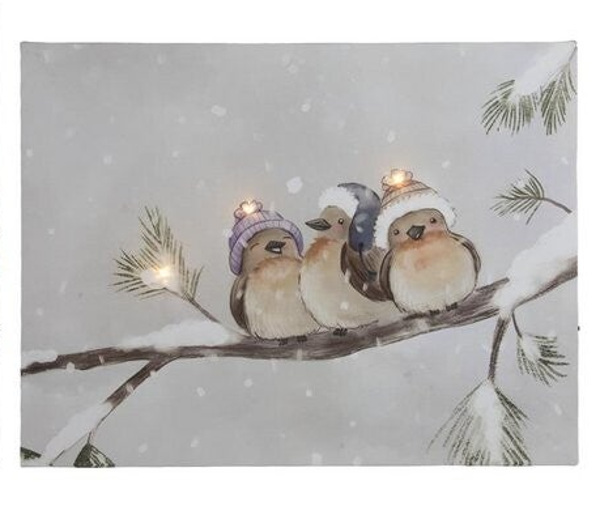 Canvas vogeltjes met 3LED 30x40cm