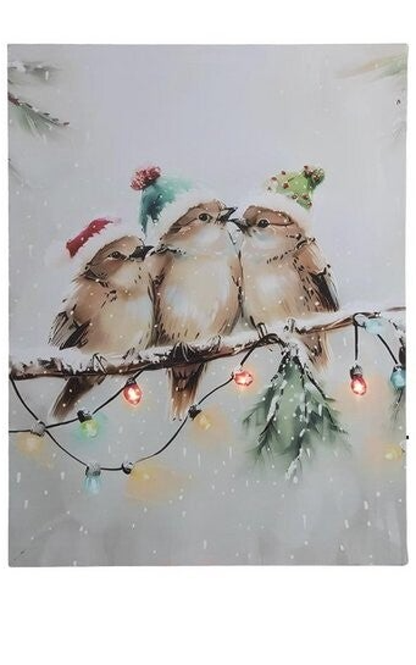 Canvas vogeltjes met 3LED 30x40cm