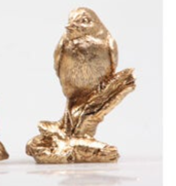 Vogel op steen/stronk 3 8.5x5x10 cm goud