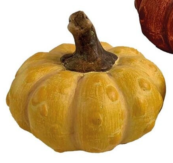 Pompoen van keramiek, geel 12,5x12x10,5cm