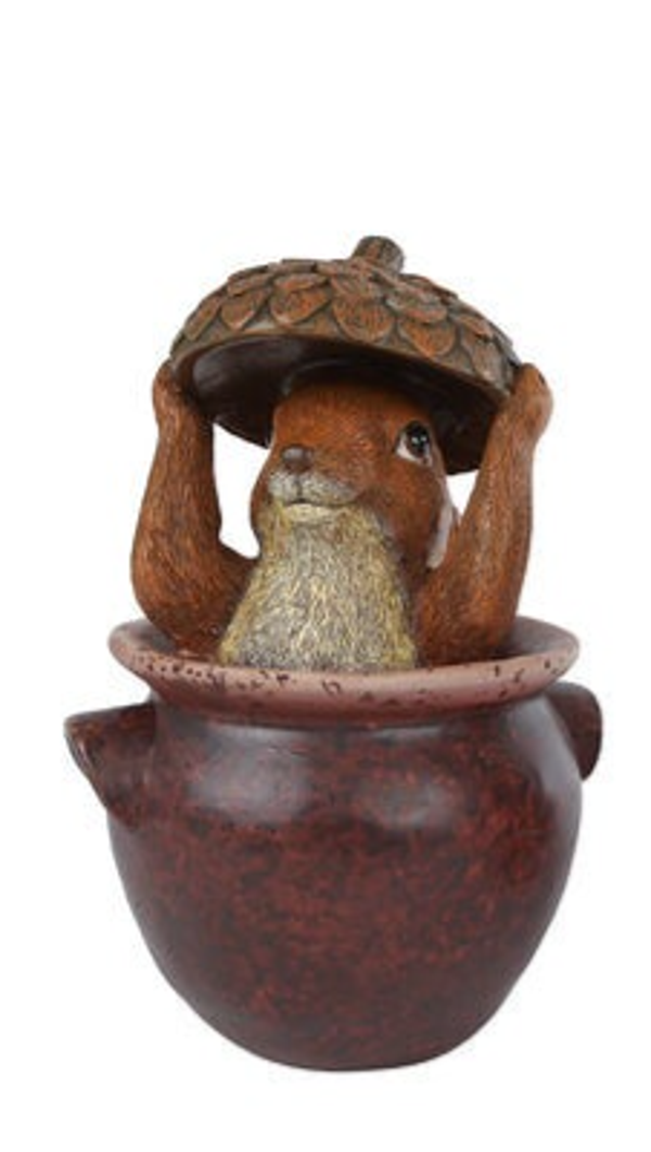 Eekhoorn uit pot met dennenappel deksel 11,5x10,3x17cm