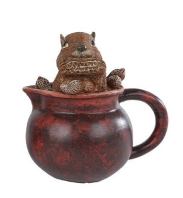 Eekhoorn uit pot met doppindas 11,5x10,3x17cm