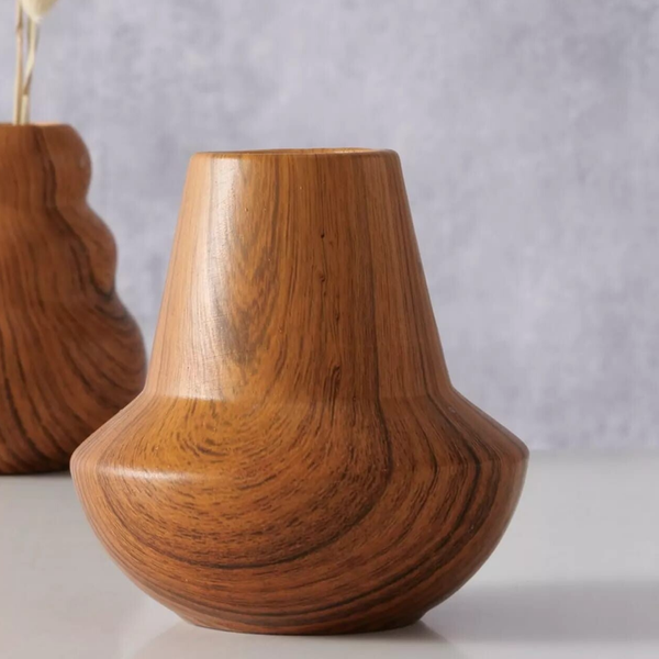 Hout look vaasje 10.5cm hoog