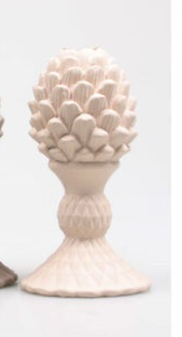 Kandelaar dennenappel 10.5x10.5x18.3 beige