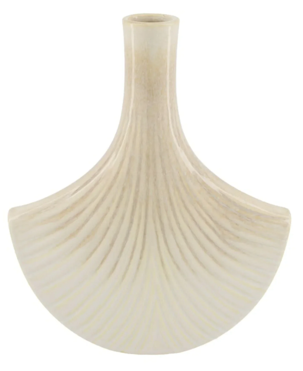 Waaier vaas creme/wit 27.5cm hoog 23cm breed