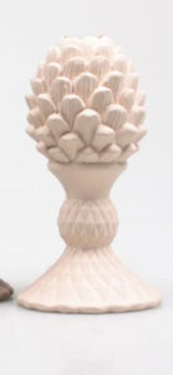 Kandelaar dennenappel 9x9x16 cm beige