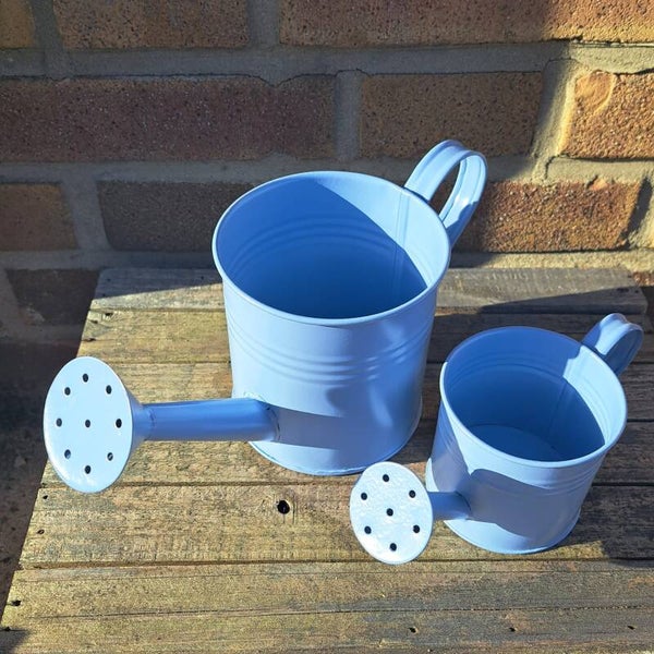 Gieter set klein en groot 7 cm en 11 cm blauw