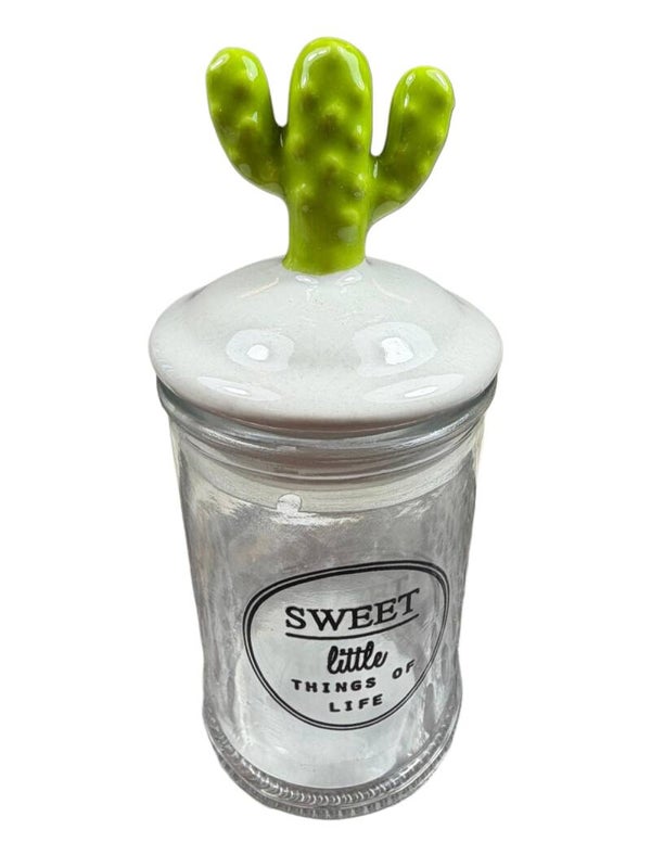 Klein opbergpotje cactus vacuum 14cm hoog 6 cm breed