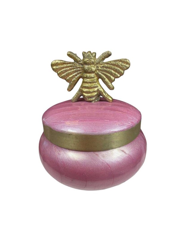Goud met parelmoer roze opbergbakje klein 8x8cm