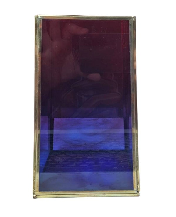 Blauw roze ombre windlicht 18x10cm
