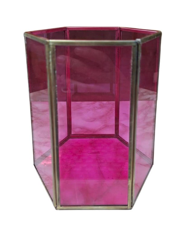 Fuchsia 6hoek windlicht 18x12cm