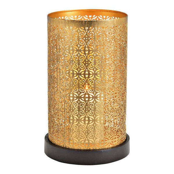 Gouden Stolp met mangohouten voet 27x17cm