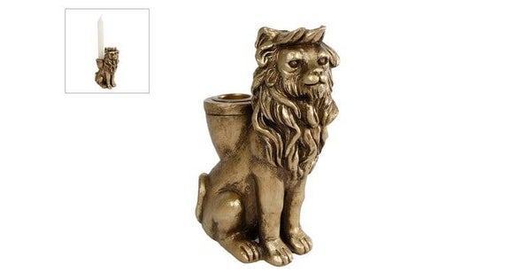Kaarsenhouder leeuw goud 10.5x6.2x15 cm