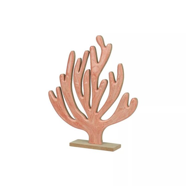 Koraal decoratie op voet hout 5x24x27.5 cm