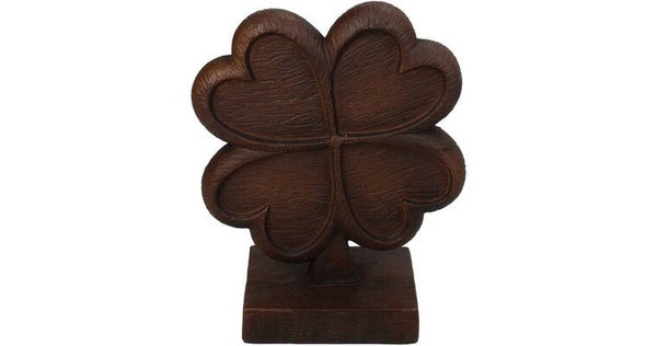 Ornament four-leaf clover polyresin brown 9x4x11.5cm