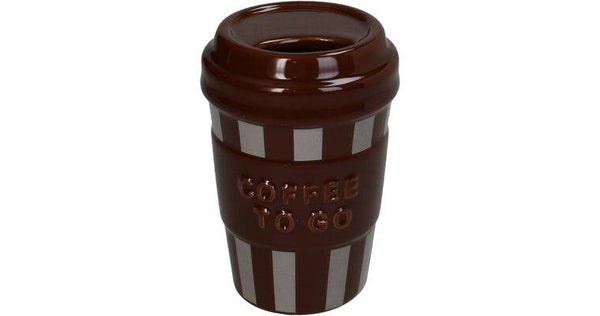 Vase coffee to go fine earthenware brown 8.8x8.8x12.8cm