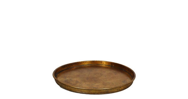 Tray metal ø57x4.2cm gold white-washed