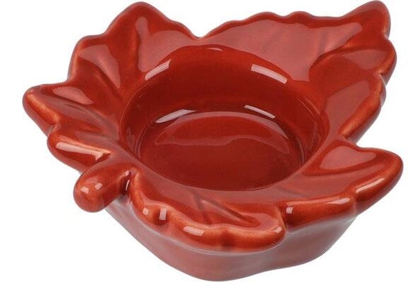 Herfstblad theelichthouder rood/oranje