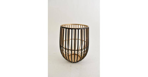 Kaarsenhouder draadstaal zwart-goud xs 10x10x13 cm