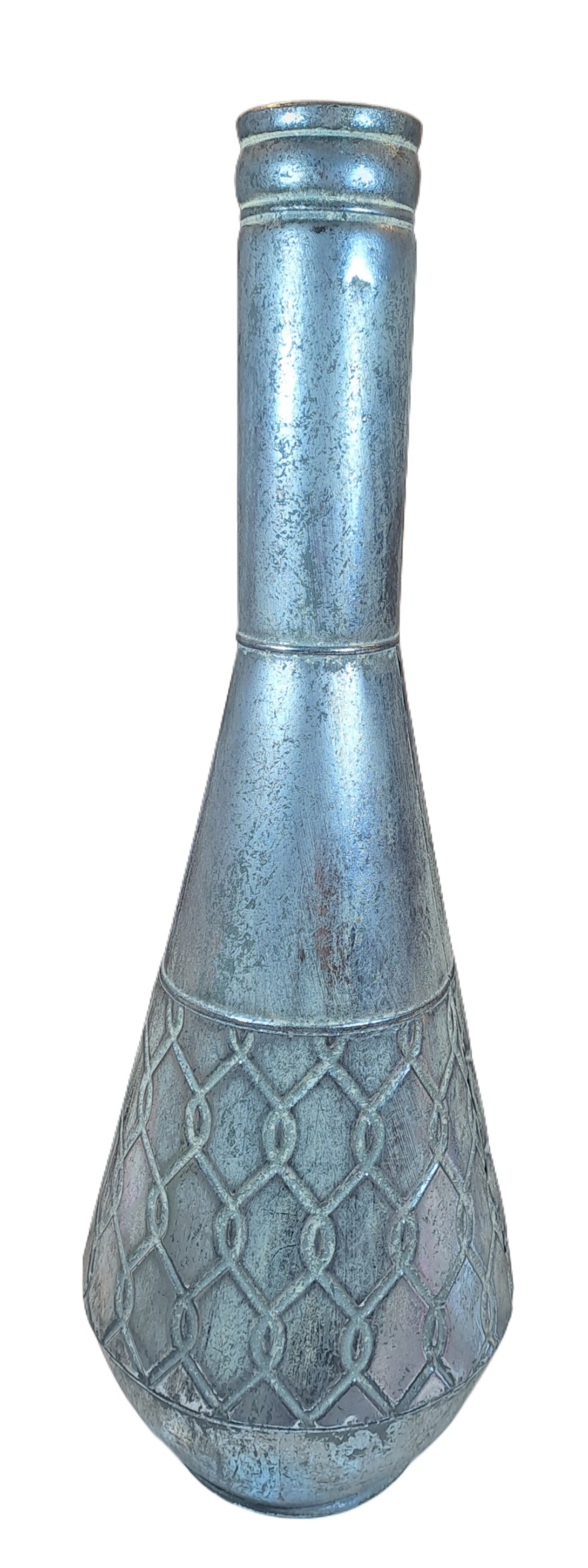 zilveren vaas metaal 62cm hoog