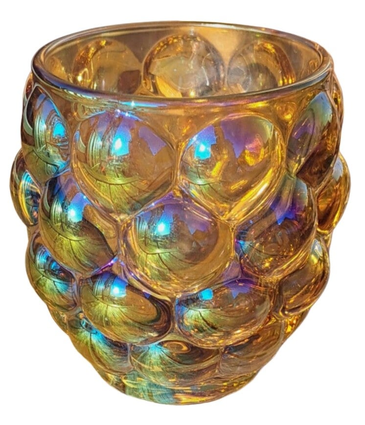 9,5x9cm Holografische theelichthouder bruin/geel