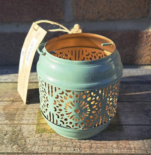 Kleine lantaarn 8x8.5cm groen