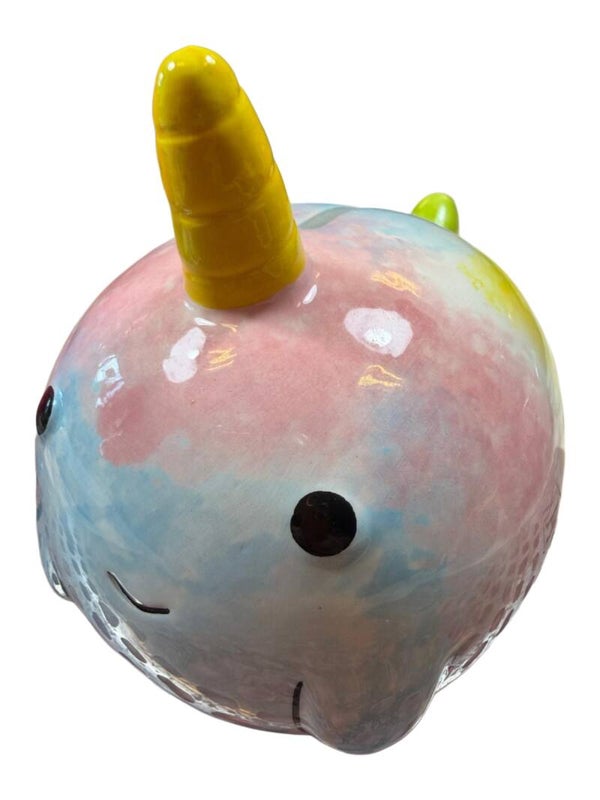 Spaarpot narwal multicolar 16x12cm