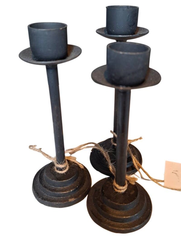 Set van 3 metale kandelaaren zwart 16x5.5 15x5.5 en 14x5.5