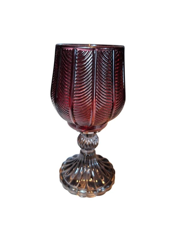 Burgandy smoke zwart wijnglas windlicht 17x9 cm