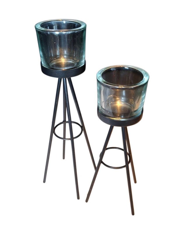 set Staande theelichthouders 28.5x8 - 23.5x8.5