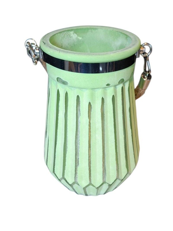 Windlicht groen 16.5x12cm