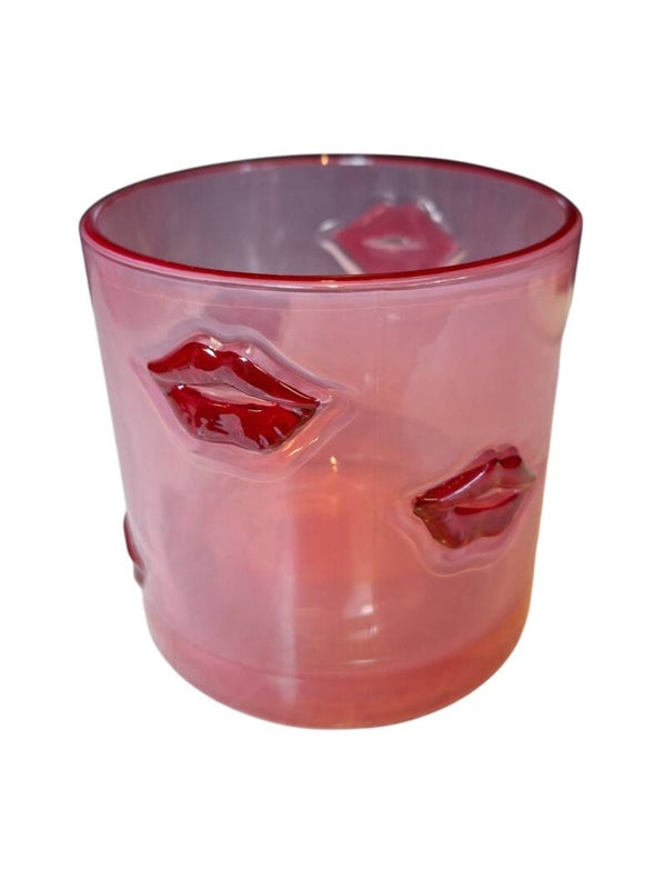 Roze lipjes windlicht 10x10cm